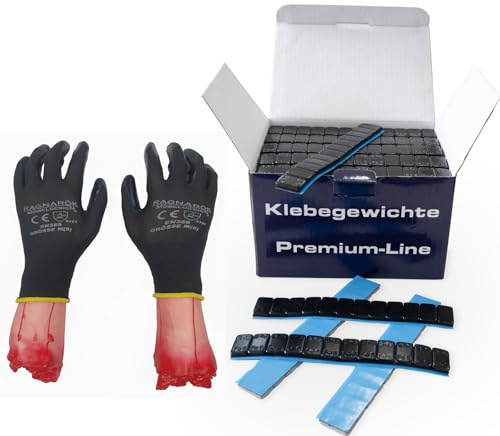 Walthart Germany seit 1928 100 Klebegewichte 12x5g Schwarz Felgenschwarz Auswuchtgewichte 6Kg Abrißkante Kunststoffbeschichtet 12 x 5g Arbeitshandschuh Reifendiensthandschuh Nitril
