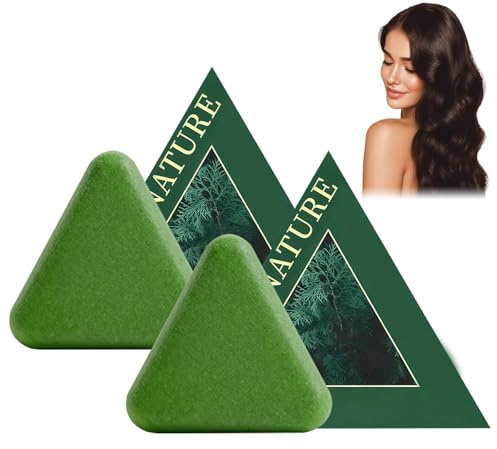 Nature Triangle Shampoo Bar,Pflanzliches Festes Shampoo,Sanfte Reinigung Green Soap Shampoo,Für Männer Und Frauen Geeignet,Nährend Und Pflegend,Beruhigend Und Kräftigend Für Gesundes Haar (2 Stück)