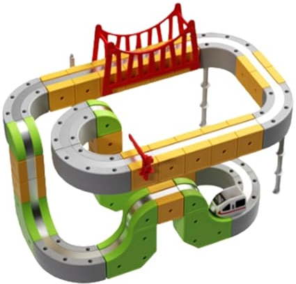 Electric Train Set Flexible Race Track, Trenino Elettrico con Pista, Tracciato 3D Integrabile con Macchinina Motorizzata, Perfetto come Regalo Educativo per Bambini dai 4 agli 8 Anni (87pcs)