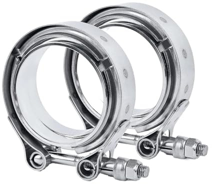 Abrazadera de banda en V con brida macho/hembra de acero inoxidable for escape, kits de tubos de silenciador turbo for accesorios de automóvil(44.5mm 1.75 inch)