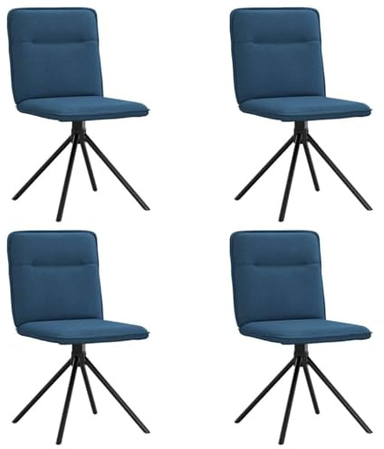 Frdhee Silla de maquillaje, silla de comedor, 4 unidades, tela azul, silla de visitante para comedor, sala de estar, dormitorio y recepción