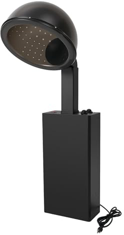HUASSION Professional Standing Hair Dryer, 1200W Salon Vertical Hairdressing Heater w/ 12-inch Enlarged Hood, Precise Temp Control, 30°-75° Adjustable Hood Angle Black Vertical Hairdressing Heater