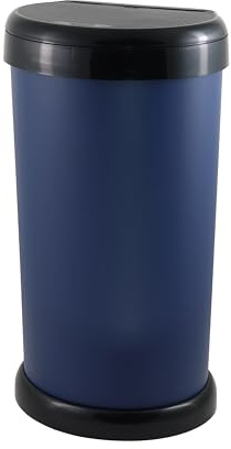 42L Mid-Night Blue Mid‑Size Bin with Touch‑Top Lid – Large Home & Bathroom Waste Bin, D‑Shaped Opening Mechanism, Removable Inner Bucket & Retaining Ring | Durable Modern Matte Finish