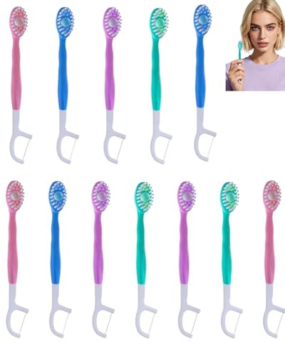 BCHKO 12 Mini Cepillos de Dientes Desechables con Pasta 3 en 1 para Viaje, con Perlas de Frescura, solución todo en uno para Higiene Bucal Completa al Instante.