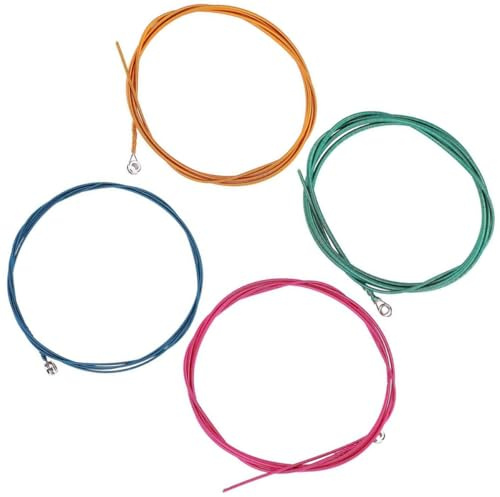 LIFKOME E bass Saiten Strapazierfähiges Gitarrensaiten 4 Stück Bunte aus Nickellegierung und Edelstahl mit Einfacher Lagerung und Schnellem Austausch für Bass Anfänger
