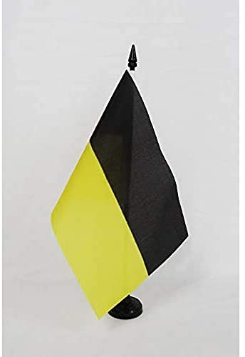 AZ FLAG Tischflagge Kaschubische von Polen 21x14 cm Kunststoffsockel | Für innen Kassubische Tischflagge Kaszubi genähte Ausführung mit verstärkten Kanten mit Kunststoffstab 100D Polyester