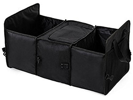 YIOVVOM Organiseur de coffre – Idéal pour garder toutes les fournitures de camion ensemble, tout en étant pliable à plat pour un rangement facile. Organiseur pour voiture, SUV et camion Noir