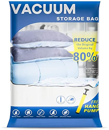 UOUNE Vacuum Storage Bags, 4 Jumbo (110 x 80cm) Reusable Space Saver Bags Vacuum Compression Zipper Storage Bags with Airtight Valve and Hand Pump,Work with Vacuum Cleaner