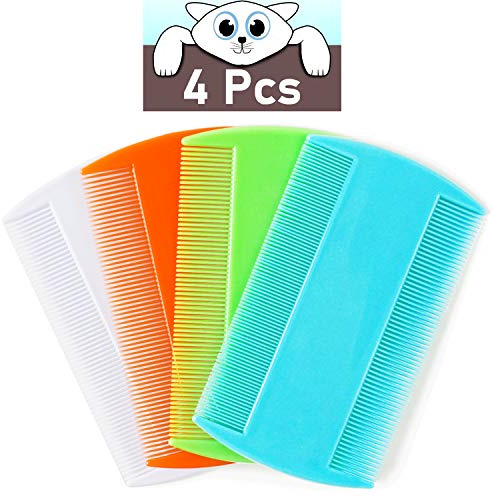 Flea Comb for Cats, 4 Pcs Lice Comb for Dogs, Double Sided Cat Comb for Short Hair of Pets or Humans by MoHern