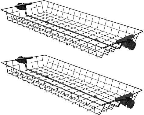 SoBuy 2er-Set Metall-Aufbewahrungskörbe für Teleskopschrank | Passend für Kleiderständer & Garderobenstange, praktische Aufbewahrungslösung, FRG34-P02