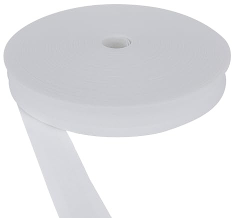 DFL 100% Cotton Bias Binding Tape – 100% Cotton Sewing Trim in 30 Vibrant Colours- Tape for Quilting, Dressmaking & Craft Projects (White,1/2 Inch (13mm) Wide, 33 Meter Roll)