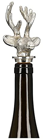 Flaschenstopfen Flaschenverschluß Deer silber Hirschkopf Aluminium Höhe 13 cm