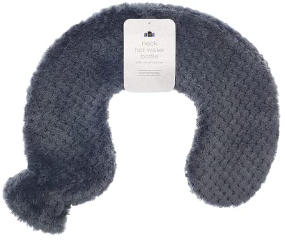 B4E Grey Neck and Shoulder Hot Water Bottle with Soft Popcorn Plush Cover| Neck and Shoulder Long Lasting Hot Water Bottle to Release Pain, Headaches and Relax Muscles