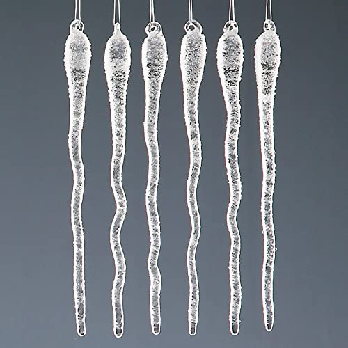 Christmas Tree Decoration 6 Pack Frosted Glass Wavy Icicles 1326
