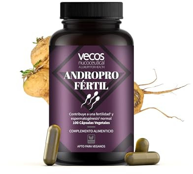 AndroPro Mejora la Fertilidad Masculina | Suplemento con Maca, L-Carnitina, Coenzima Q10 y Vitamina C y E | Aumenta el Libido y la Calidad del Esperma en Hombres