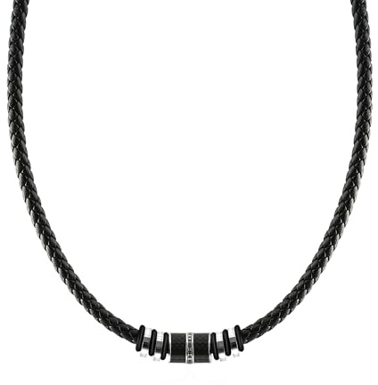 SHIEAGLELD Halskette Herren Leder, Herren Kette mit Edelstahl Halsband Anhänger, Geflochten Lederkette, Halsschmuck für Herrens Junge Teenager, Kommt in Schmuck Geschenk box