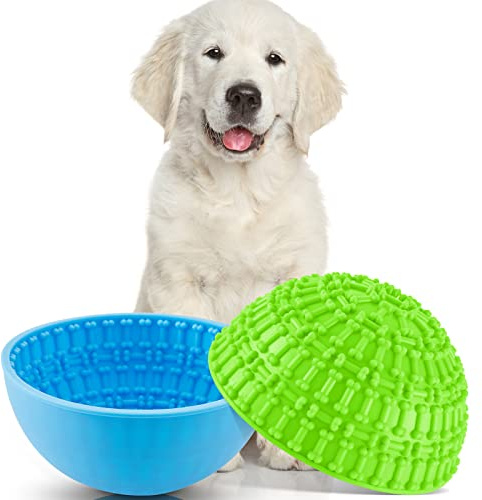 Patelai 2 x Leckschalen für Hunde, Silikon, gefrierend, interaktive Katzen-Leckmatten, langsamer Futterspender für Haustiere, Mundgesundheit, Langeweile, Angstlinderung, Wackeln oder Bleiben (Grün