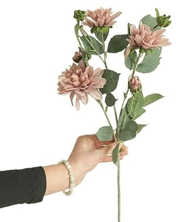HXSCOO Dahlie mit üppigem Blatt Kunstseidenblumen Hochzeitsdekoration Home Room Decor Flores Artificiales (Color : Lila)