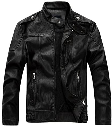 Giacca in pelle da uomo invernale Giacca da motociclista maschile Cappotto colletto stand casual giacca da motociclista cappotto abbigliamento da uomo capispalla