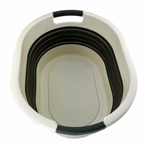 SAMMART 23L zusammenklappbarer Kunststoff-Wäschekorb – faltbarer Pop-Up-Aufbewahrungsbehälter/Organizer – tragbare Waschwanne – platzsparender Korb/Korb (1, Grau/Verwaschenes Schwarz)