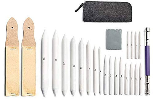 TopHomer 24Pcs Doppelendiges Artist Blending Stump Set, White Art Blender und Papier Pan Blending Stümpfe für Buntstifte Graphit Kunst, für DIY Künstler Zeichnung Kunst Blending