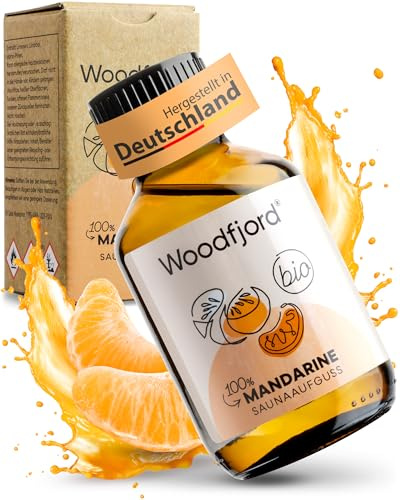 WOODFJORD Saunaaufguss Mandarine BIO 100 ml I Premium Sauna Aufgussmittel für authentische und nachhaltige Saunaerlebnisse I Saunaöl und Saunaduft I Wohltuend und ausgleichend