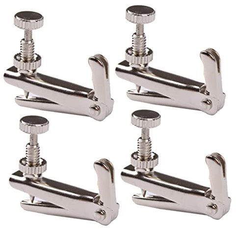 Geigensaitenversteller Feinstimmer für Violine 4/4 | Metall Silber, 4 Stück Pack, Feine Verarbeitung mit Hochglänzender Oberfläche