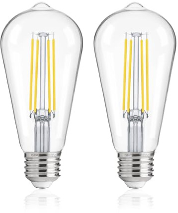FLSNT Außen lichtsensor Dämmerung bis Morgendämmerung Glühbirnen Ersetzt 60W, 7W ST64 E27 LED Vintage, Automatisch Ein/Aus, 5000K Tageslicht 806LM, Sicherheits Glühbirnen für Garage, Balkon, 2 Stück