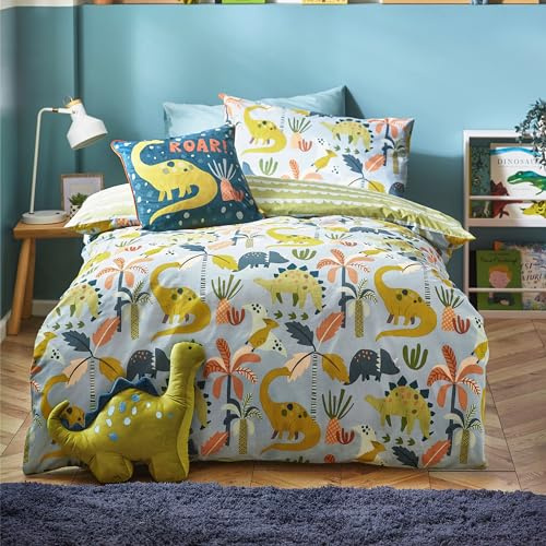 little furn. Little Dinos Scandi Duvet Cover Set, Blue/Green