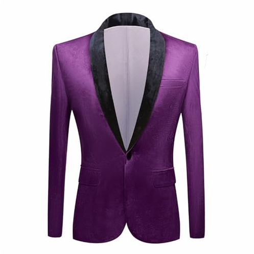 Capodanno Raduno di Fine Anno Festa di Famiglia Degli Uomini Oversize Casual Danza Paillettes Vestito di Moda Giacca Grande Mens Rain Suits, Viola, XL