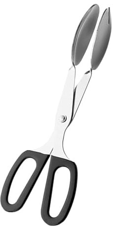 LOVIVER Pinze per Buffet, pinze per servire con Manici a Forbice, pinze per Insalata in Acciaio Inossidabile, pinze per Pane per Barbecue, bistecche, Buffet, Nero e Argento