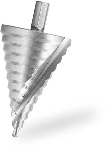 HSS Stufenbohrer 6-60 mm, Kegelbohrer Lochbohrer Schälbohrer für Metall Holz Kunststoffe Konusbohrer (Silber)