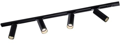 Ledvion Sistema de rieles iluminacion 1m Monofasico Negro 4 focos sin GU10 | Para salon cocina y comedor con orientacion de luz flexible