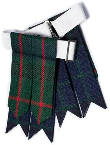 Flashes pour chaussettes de kilt pour hommes avec boucles lourdes réglables, chaussettes unies et à carreaux pour kilt/Garter pointu en laine acrylique, taille unique