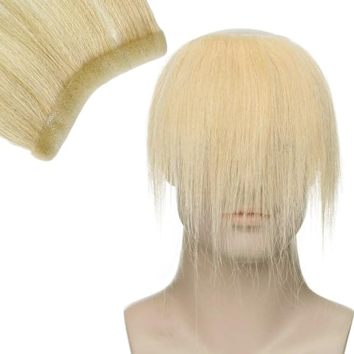 Toupet für die Stirn von Männern, blondes menschliches Haar, Haut, PU, V-Form, Haarteile für Männer, Topper für zurückweichende Ersatzsysteme(#613,4 * 18cm)