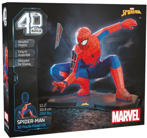 4D Build, kit de maqueta de Spider Man de Marvel en 3D de cuerpo entero, juguetes de construcción, rompecabezas para adultos y adolescentes, coleccionables de Marvel, 195 piezas, a partir de 12 años