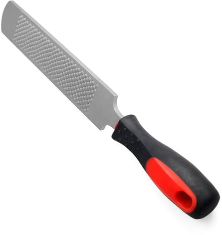 Mriuuod 12 Inch Hoof Rasp, Carbon Steel Farrier File Tool, Trimming Tool Horse Rasp with Handle, Suitable for Horse Donkey Cow Goat Animal Hooves