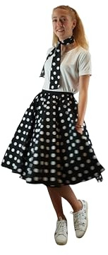 Ladies Rock n Roll Polka Dot Skirt and Scarf 50's - 60's Style Fancy Dress