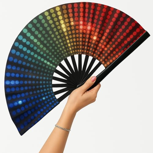 Folding Fan, Hand Fan Folding, 12.99 INCH Color Paper Fan Can Foldable, Hand Fans for Women Folding for Line Dancing Clacking Fans for Boots On The Ground Dance, Party, Outdoor, Decoration