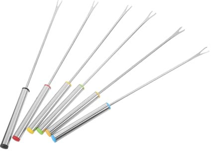 TOPBATHY 6 Pièces Fourchette à Marmite Fourchette à Fondue Au Chocolat Bâtons De Trempage Fourchettes à Fondue Fourchette à Fromage Fourchette à Chocolat Acier Inoxydable