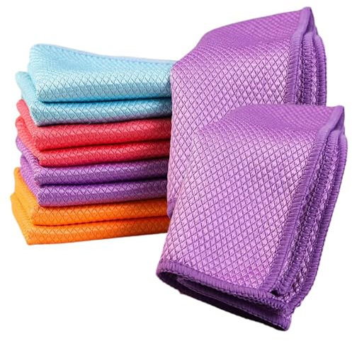 Washable Microfiber Cleaning Fabric 10Pcs Fish Scales Cleaning Cloth for Sparkling Cleans Environment