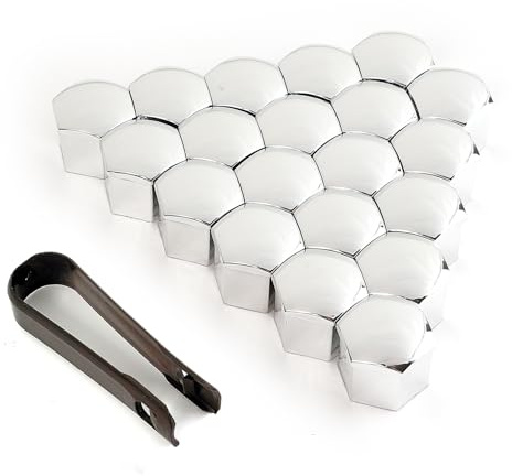 XUKEY 20pcs 21mm Vehicle Wheel Nut Bolt Caps Hub Screw Cover,Car Accessories Wheel Nut Lug Hub Covers Caps Screw Studs Decoration Sedan Silver