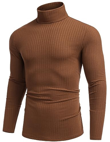 COOFANDY Pull à Col Roulé pour Homme T-Shirt à Manches Longues Chaud Casual Tricot Pulls Hiver Slim Fit