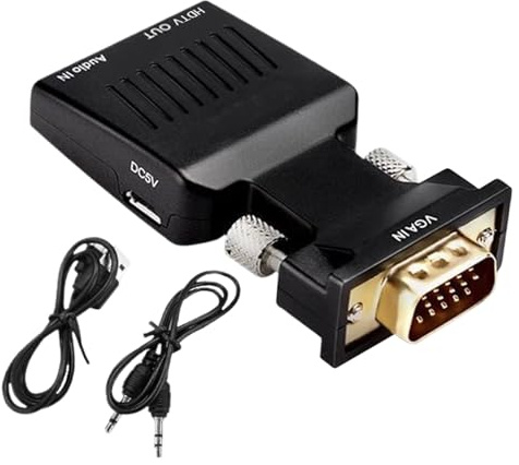 Générique VGA to HD Adapter, VGA Source Display, Plug and Play Connector, 1080P High Speed Transmission, Audio Supported with 3.5mm Cable for Monitor, Offices, Presentations
