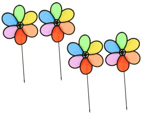 Gatuida 4pcs Colorful Flower Windmills for Outdoor Garden Party Vibrant Lawn Decor for Boy Girl Playtime Social Interaction