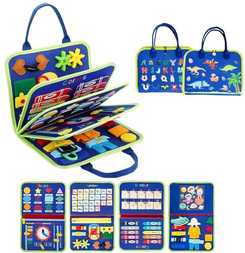 IZDUDO Busy Board Montessori, Planche Activité Tableau Sensoriel#6 | Livre Jouet de Développement Motricité Fine & Éducation Préscolaire, Jeux Educatif pour Garcon Fille