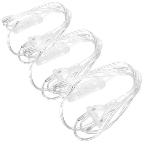 Cable de Alimentación Europeo 3 Piezas con Interruptor Transparente 1, 8 | Pvc y Cobre, para Lámparas y Dispositivos Eléctricos, Control Fácil, Diseño Elegante, Uso Doméstico