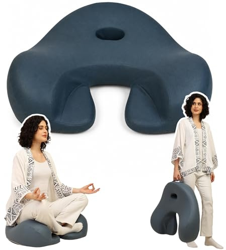 Ergonomic Meditation Cushion with Foot Rest & Carry Strap – Large Floor Cushion for Adults – Meditation Seat & Yoga Cushion for Mindfulness, Sound Healing & Reiki