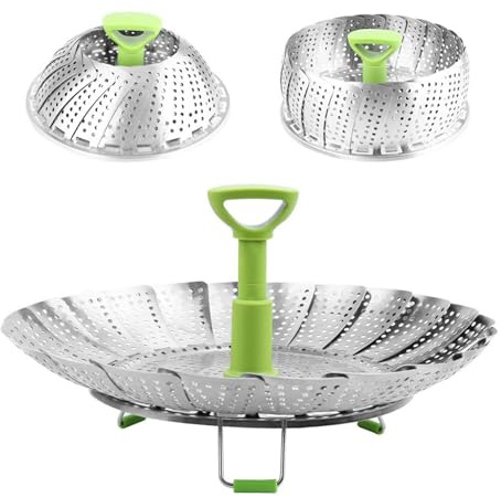 Steamer Basket,Stainless Steel Folding Steamer Basket for Vegetable and Seafood Cooking Expandable Food Steaming Baskets Fit Various Size Pot (SIZE:5.5 to 9)