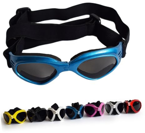 KOMBIUDA Hundeschutzbrille für Hunde und Katzen UV Schutz Verstellbar mit Lüftungsdesign Wind Blau Augenschutz Hunde Anti UV Sonnenbrillen Blaue Filterbrille
